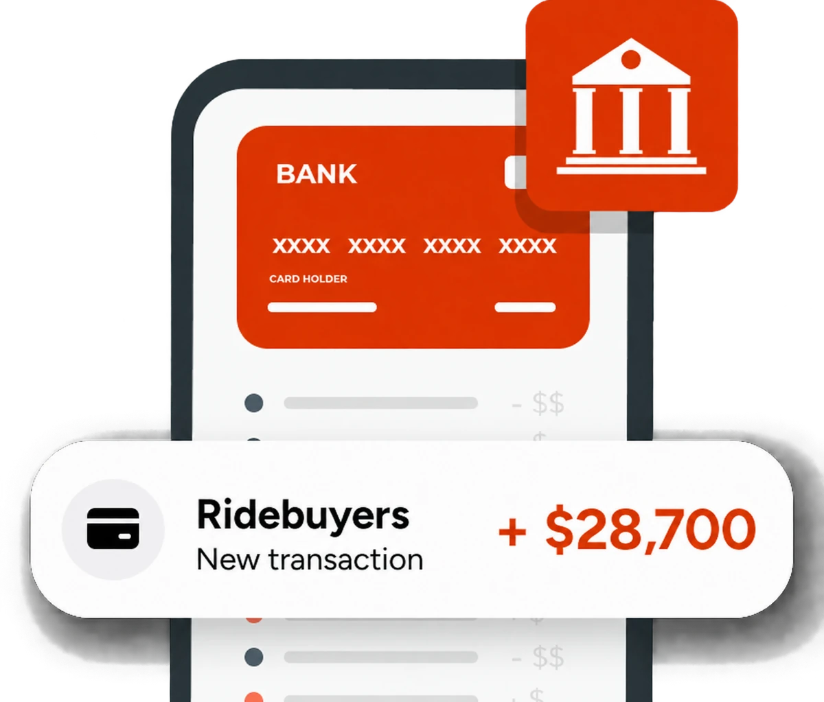 Illustration of a $28,700 vehicle-sale payment