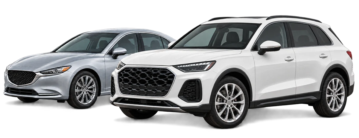 White SUV and silver sedan